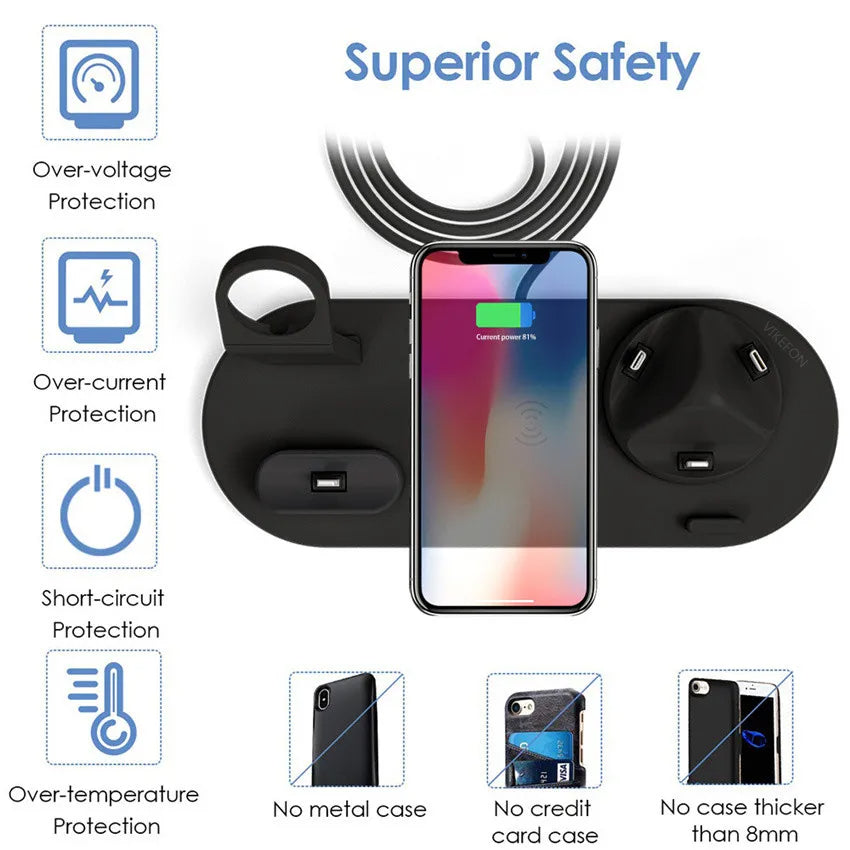 Wireless Charger 4 In 1 Charging Station For AppleI Watch