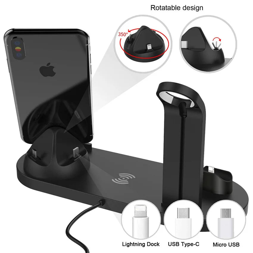Wireless Charger 4 In 1 Charging Station For AppleI Watch