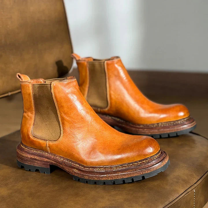 Men's Business Thick-Sole Height-Increasing Vintage Leather Boots