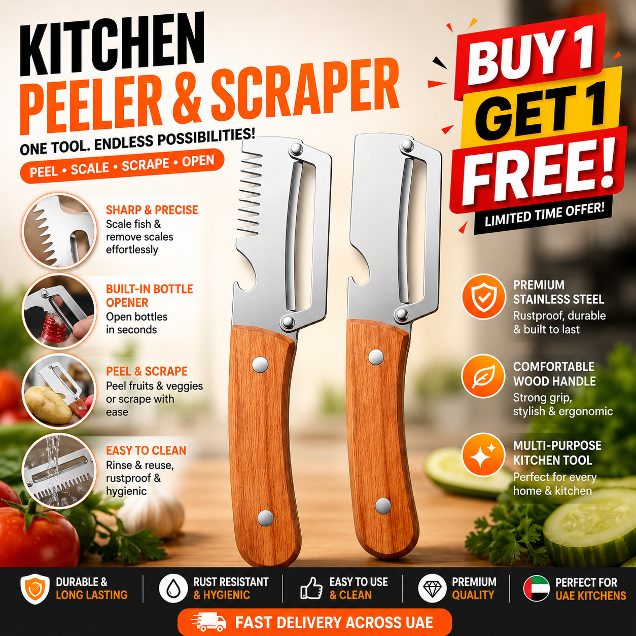 Multifunctional Vegetable Peeler | مقشرة الخضروات متعددة الاستخدامات